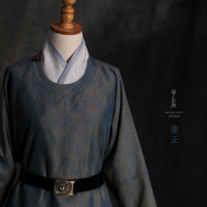 【子后汉服·乐正】原创蓝宋制窄袖圆领袍仿宋锦秋冬日常男女同款