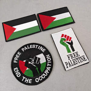 自由的巴勒斯坦拳头魔术贴章国旗徽章刺绣PVC橡胶臂章个性包配饰