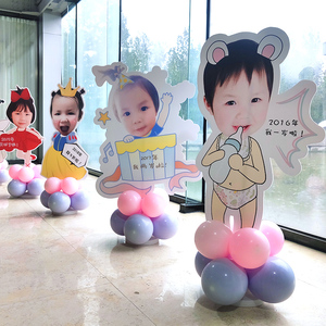 kt板大头娃娃人形立牌宝宝周岁生日场景装饰布置照片定制迎宾牌