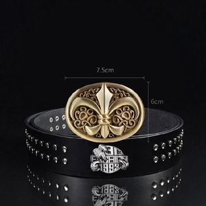 男歌手画家皮带腰带克罗心平滑扣皮带男青年真皮新纯牛皮个性腰带