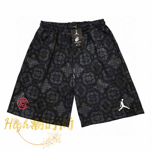 clot x aj陈冠希联名乔丹兵马俑满印丝绸男女篮球裤 休闲情侣短裤