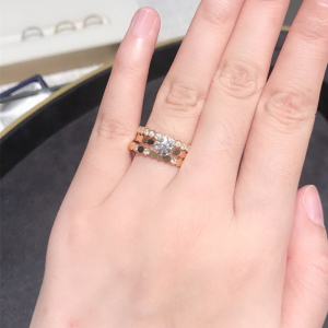 chaumet/尚美巴黎 爱巢系列戒指 18k白金 镶钻 男女婚戒