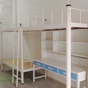 学生宿舍公寓床员工高端铁床上铺下书桌三人组合床学校一体化现代