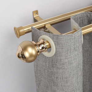 恒辉窗帘杆简约加厚欧式罗马杆单杆双杆静音窗帘轨道挂钩打孔杆子