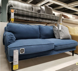 宜家斯托桑 三人沙发小户型简约现代可拆换套布艺国内代购