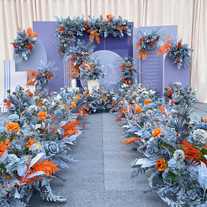 003人付款淘宝婚庆蓝色雾霾蓝排花路引花盆花挂花仿真花婚礼花艺绢花