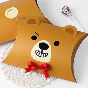 可爱卡通小鸭棕熊创意枕头盒结婚伴手礼盒情人节礼物包装折叠纸盒