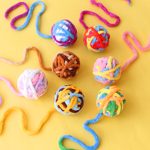 毛线球猫玩具彩虹球编织毛线团逗猫球自嗨解闷神器毛绒磨牙耐咬