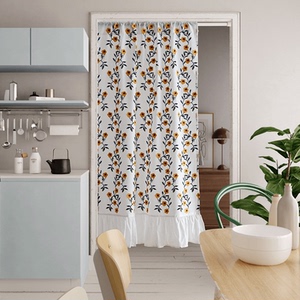 北欧卧室小碎花门帘家用房间隔断帘遮光免打孔短帘挂帘布艺半帘