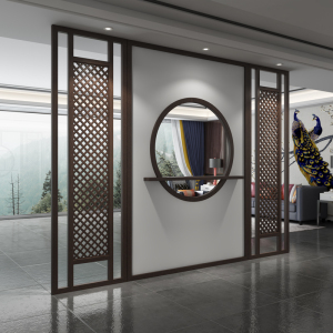 新中式屏风隔断客厅入户玄关木质格栅简约现代卧室遮挡家用办公室