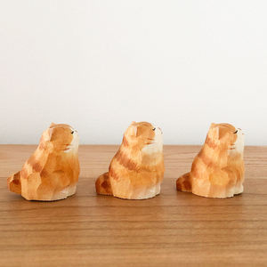 00世外陶源33淘宝北欧原木雕刻彩绘红黑小猫钓鱼新房