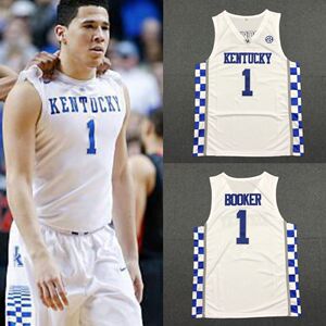 ncaa德文·布克1号肯塔基大学刺绣男篮球服球衣美式背心训练服