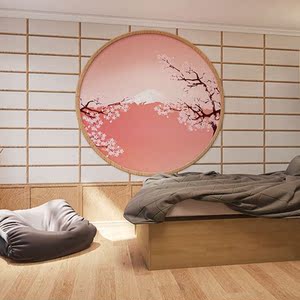 复古仿屏风木门壁纸樱花日式和风墙纸网红换装馆拍照背景墙装饰布