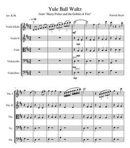 哈利波特与火焰杯 yule ball waltz 弦乐五重奏总谱 分谱 mp3