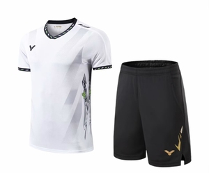新款victor胜利羽毛球服套装夏季男款运动速干透气短袖短裤比赛服