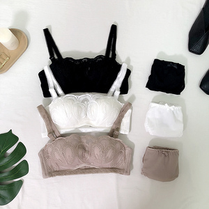 裹胸无肩带内衣女一字肩防滑小胸衣聚拢文胸套装性感抹胸夏季无带
