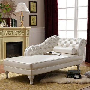美式真皮贵妃椅沙发实木卧室单个欧式贵妃躺椅美人榻太妃椅沙发