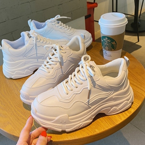 老爹鞋女2020秋冬新款全皮加绒保暖厚底增高白色运动鞋棉鞋ins潮
