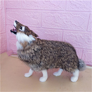 真皮新款仿生模型仿真野生世界白狼雪狼灰狼咆哮狼狼狗野狼动物园