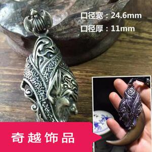 925纯银勾子套熊爪子套包银大猫牙钩子防裂保护男士吊坠饰品