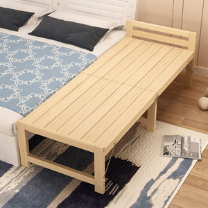 实木拼接折叠床加宽单人床儿童带护栏小床午休床加长加宽折叠木床