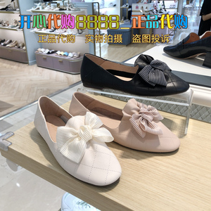 国内专柜正品2020秋款百思图女鞋牛皮蝴蝶结平底休闲女单鞋vc281