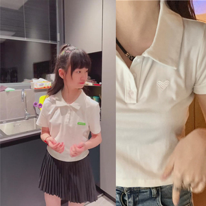 网红一一丫丫同款衣服新款夏polo衫翻领高腰短款短袖t恤女装上衣
