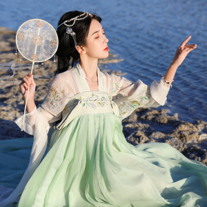 【忍冬】纨素执素汉服女原创绣花六米大摆齐胸襦裙中,2xl