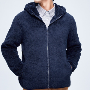 抓绒衣男秋冬季双面穿加绒加厚手抓绒外套女珊瑚绒连帽保暖绒衣男