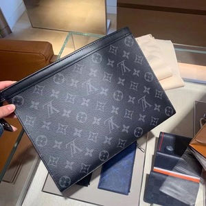 lv经典款男士黑花手拿包路易威登棋盘格拉链百搭抓包m61692n41696