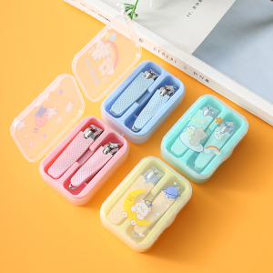 卡通家用防飞溅指甲刀不锈钢指甲剪套装大号斜口平口修脚指甲钳