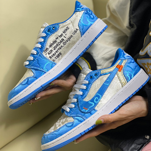 ow aj1蓝丝绸 低帮 球鞋定制 客制 21kcustom 中国风 兔子制造
