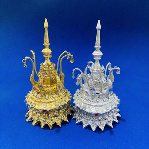 泰国头饰白钻彩钻皇冠云南傣族服装配饰银色宝塔头饰演出影楼首饰