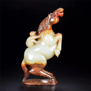 高古玉和田玉雕 玉马摆件 老玉古玉民间收藏