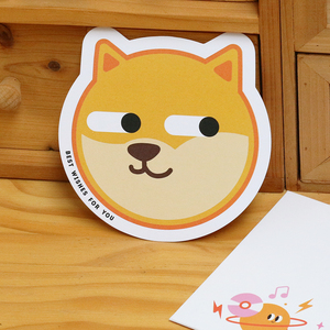 仙桃子 原创emoji贺卡 狗头柴犬笑哭 恶搞笑趣味小贺卡生日卡片