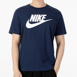 Nike耐克正品蓝色短袖男装春季新款运动服半袖纯棉T恤AR5005-411