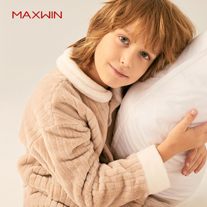 MAXWIN马威秋冬童装珊瑚绒起居套装保暖睡衣舒适套装184