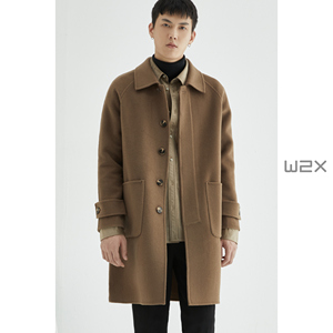 w2x冬季双面呢羊毛大衣男中长款韩版尼子外套非羊绒妮子休闲风衣