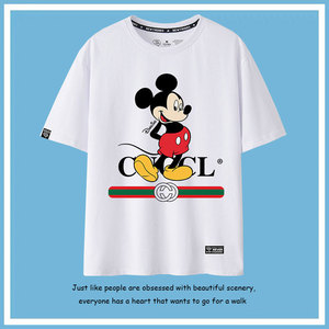 g家卡通米老鼠米奇印花古驰短袖t恤男女夏季时尚情侣宽松圆领体恤
