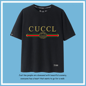 古驰短袖t恤男士经典款金标字母纯棉半袖g家新款酷奇男装潮流体恤