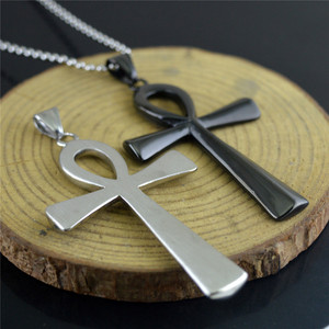 外贸配饰简约光面古埃及安卡十字架钛钢吊坠项链挂饰品礼物stn831