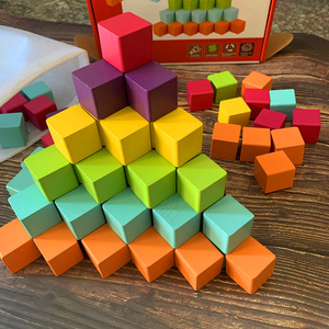 100粒大块木制正方体立方体积木 数学教具儿童益智方块玩具幼儿园