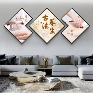 中医养生馆装饰画艾灸美容院背景墙壁画高档会所中医海报宣传挂画