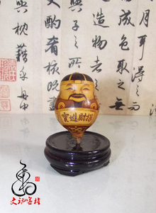 精品文玩手捻烫画小葫芦 铁包金烙画葫芦 异形葫芦创意q版财神
