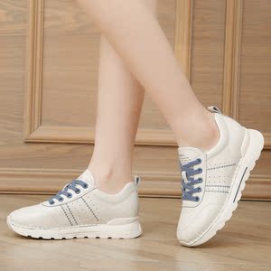 春季百搭休闲平底鞋真皮软面女鞋舒适防滑平跟女式软底单鞋内增高