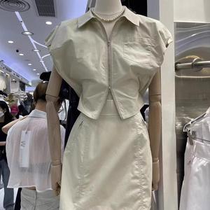 Mtime 韩国东大门2024夏装新款复古工装风短款外套 +短裙两件套装