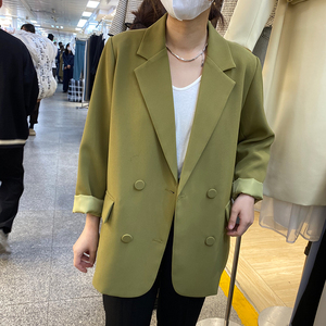 芥末绿西装外套女春