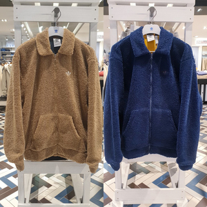 韩国adidas阿迪达斯三叶草羊羔绒外套夹克男女情侣 gd3532 3535
