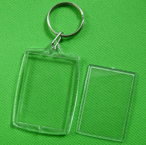 空壳透明亚克力钥匙扣定制 塑料相框空白照片锁匙扣 核酸贴纸