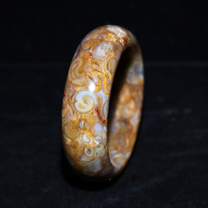 辽宁阜新老矿法螺天珠玛瑙手镯蜗牛化石配饰手镯时尚潮流男女通用